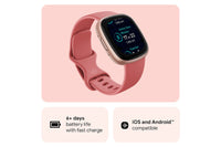 Fitbit Versa 4 - Fitness Smartwatch with GPS, NFC Payments & 40+ Exercise Modes - Pink Sand/Copper Rose | 79-FB523RGRW