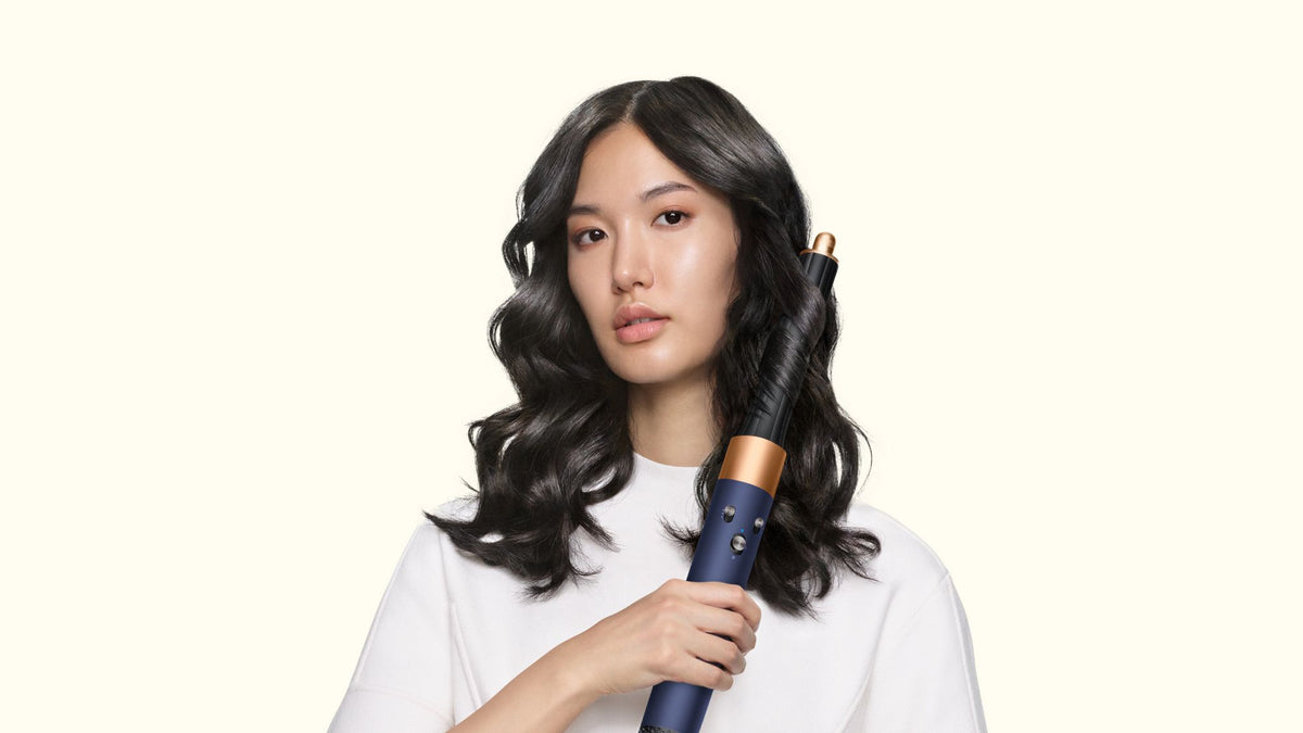 Dyson Airwrap Origin Multi-Styler and Dryer - Prussian Blue/Rich Copper - curling with the Airwrap barrel