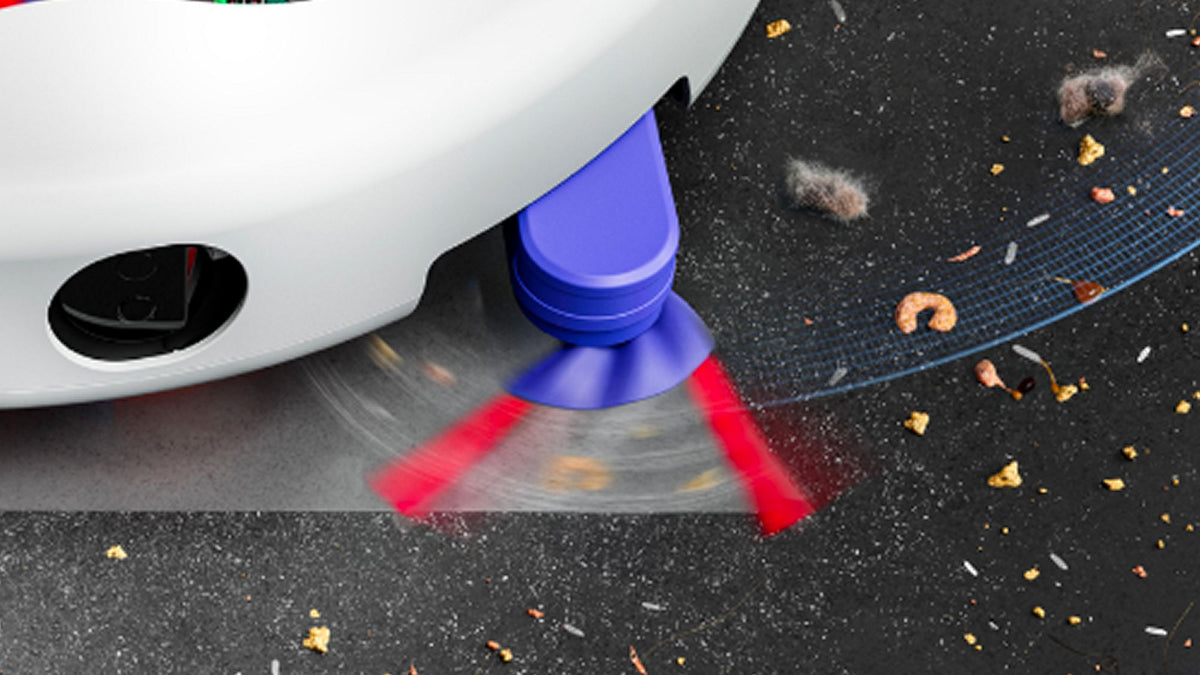 Dyson R2 Nurovi Wash+Dry Robot Vacuum - Light Grey/Vinca Blue - extending side sweeper