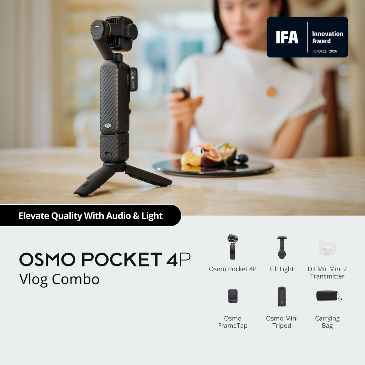 DJI Osmo Pocket 4P 4K Gimbal Camera Vlog Combo - Black - Vlog Combo contents