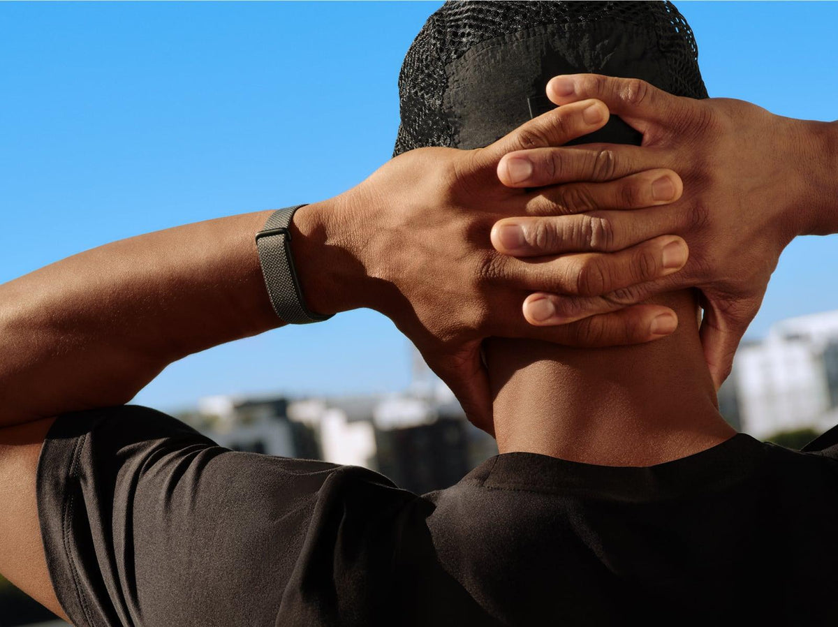 Google Fitbit Air Fitness Tracker - Obsidian - worn on the wrist