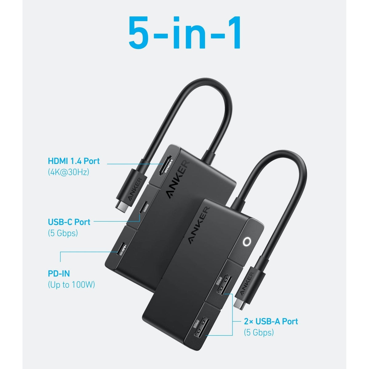 Anker 332 USB-C Hub 5-in-1 4K HDMI Black | A8356H11 Anker Euronics Ireland