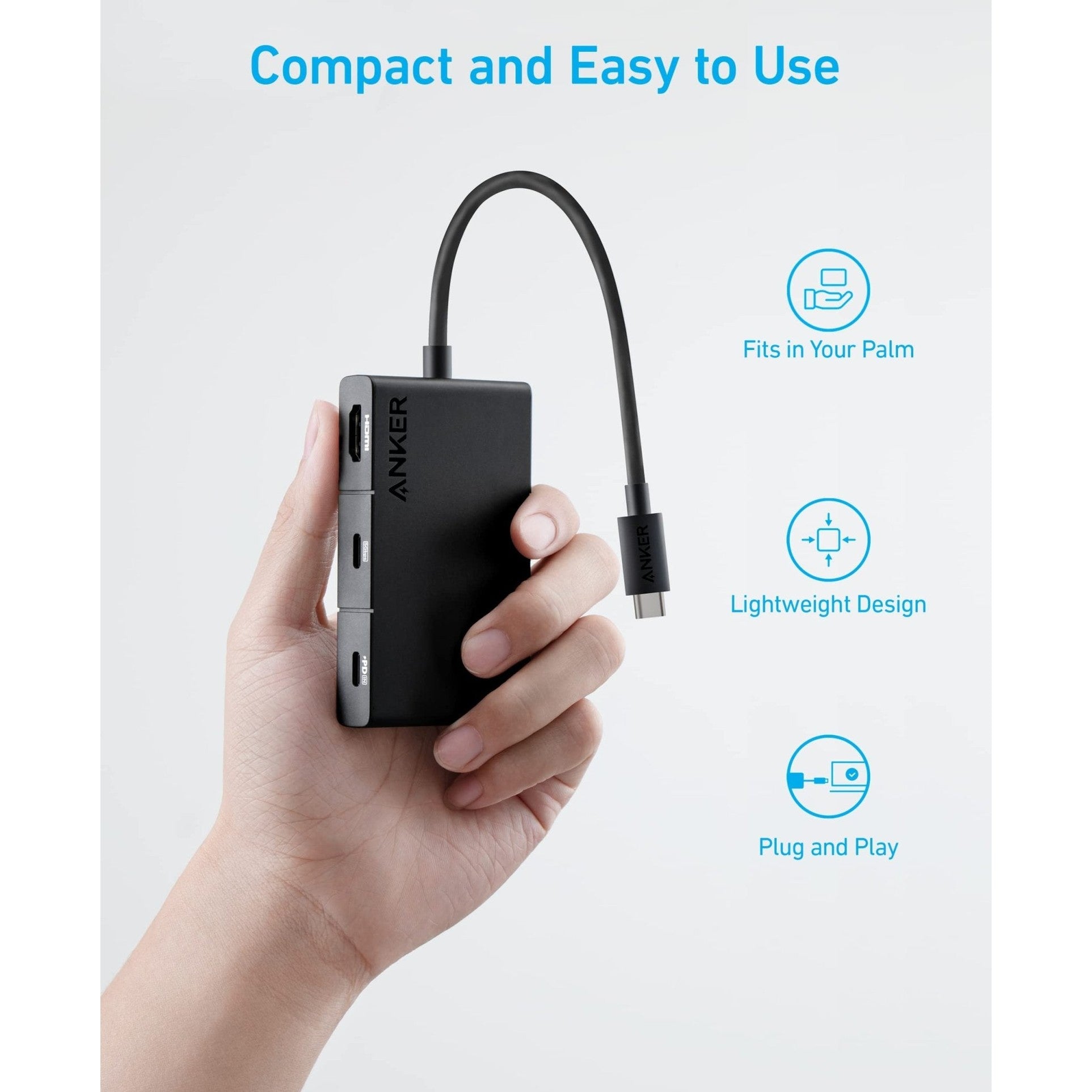 Anker 332 USB-C Hub 5-in-1 4K HDMI Black | A8356H11 Anker Euronics Ireland