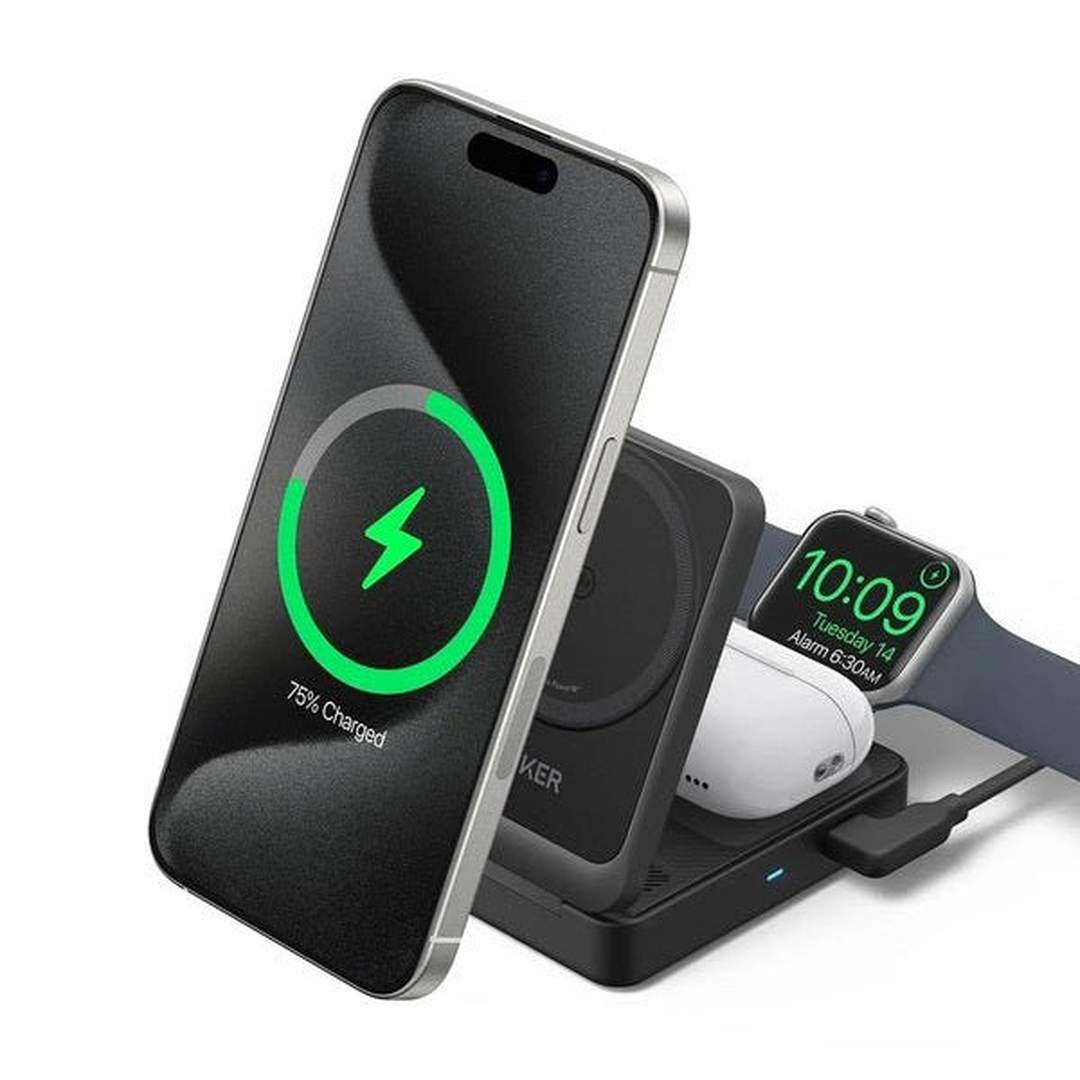 Anker MagGo Wireless Charging Station 15W Foldable 3-in-1 Bundle Cable and Charger | B2557211 Anker Euronics Ireland