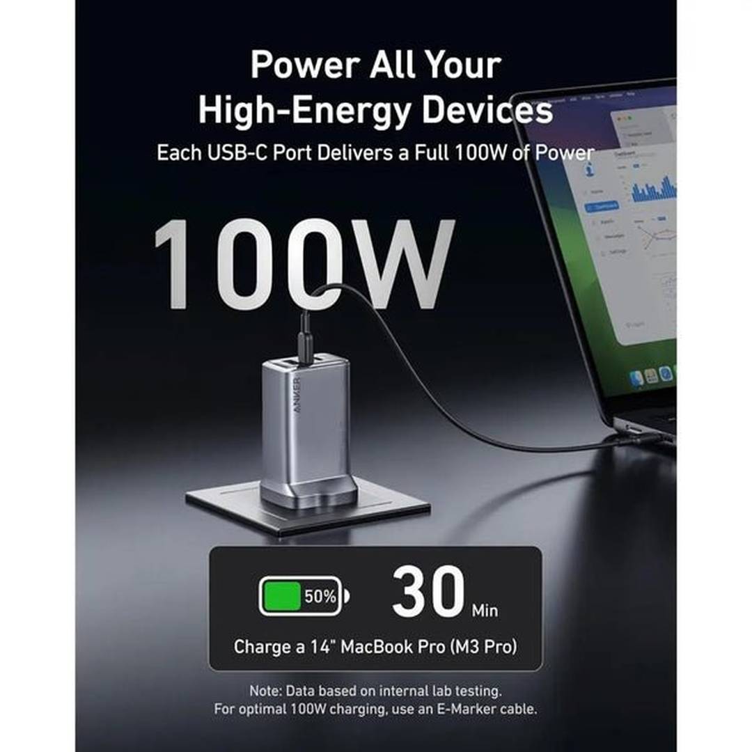 Anker Prime Charger 100W 3 Ports GaNPrime Silver | A2688241 Anker Euronics Ireland