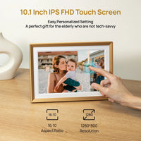 Arzopa D10 10.1" Digital Photo Frame Champagne Gold | Touch Screen Smart Display