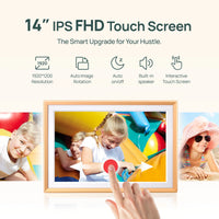 Arzopa D14 14" Digital Photo Frame Champagne Gold | Touch Screen WiFi