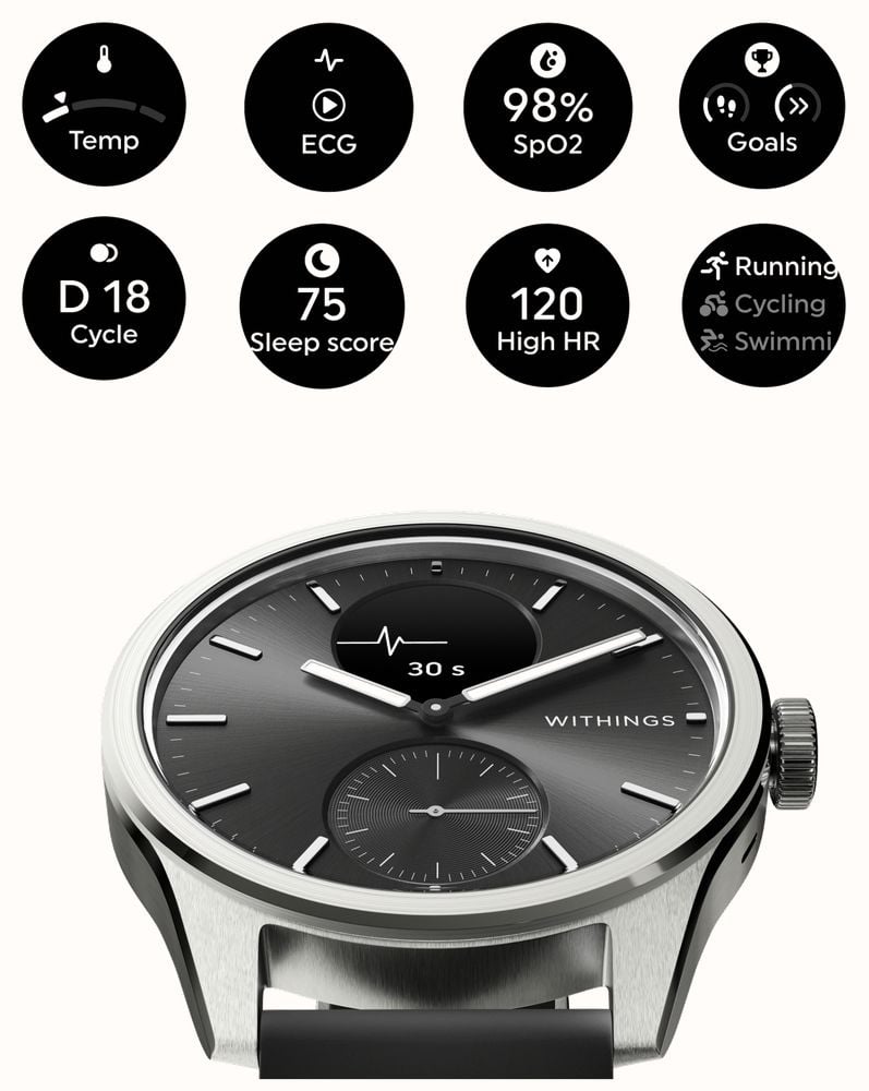 Withings ScanWatch 2 - Advanced Health Monitor with ECG & SpO2 - 42mm Black | 78-HWA10-model 4-All-Int