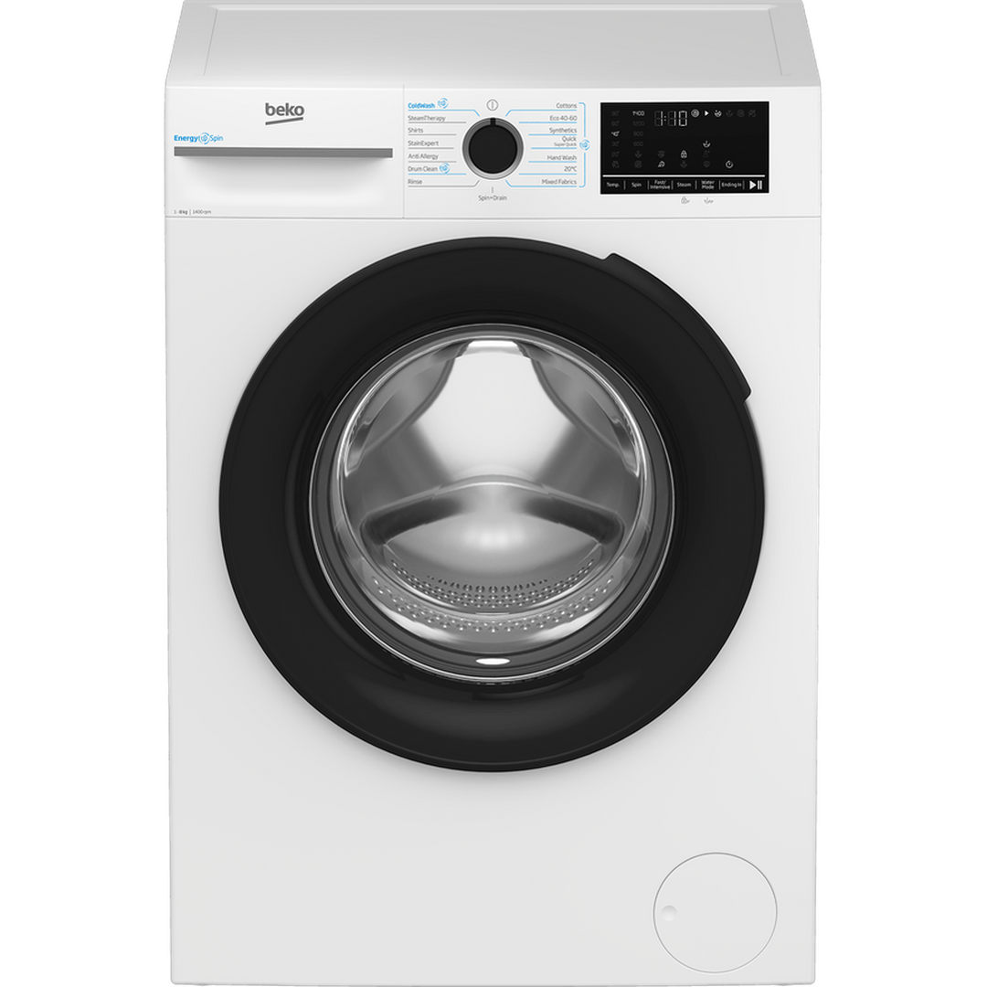 Beko EnergySpin™ 8kg Washing Machine with 1400 rpm - White | BM3WT4841IW Beko Washing Machine Euronics Ireland