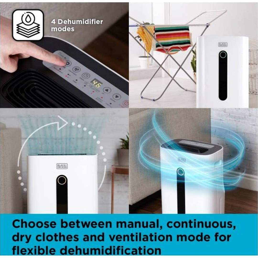 Black & Decker H6000 20L Dehumidifier | BXEH60004GB Black and Decker Dehumidifier Euronics Ireland