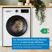 Bosch Series 6 Washing machine, front loader 9kg 1400 rpm - White | WGG24400GB Bosch Washing Machine Euronics Ireland