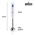 Braun MultiQuick 1 Hand Blender - White - dimensions