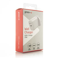 Groov-e 20W USB-C Power Delivery Wall Charger White - official product image