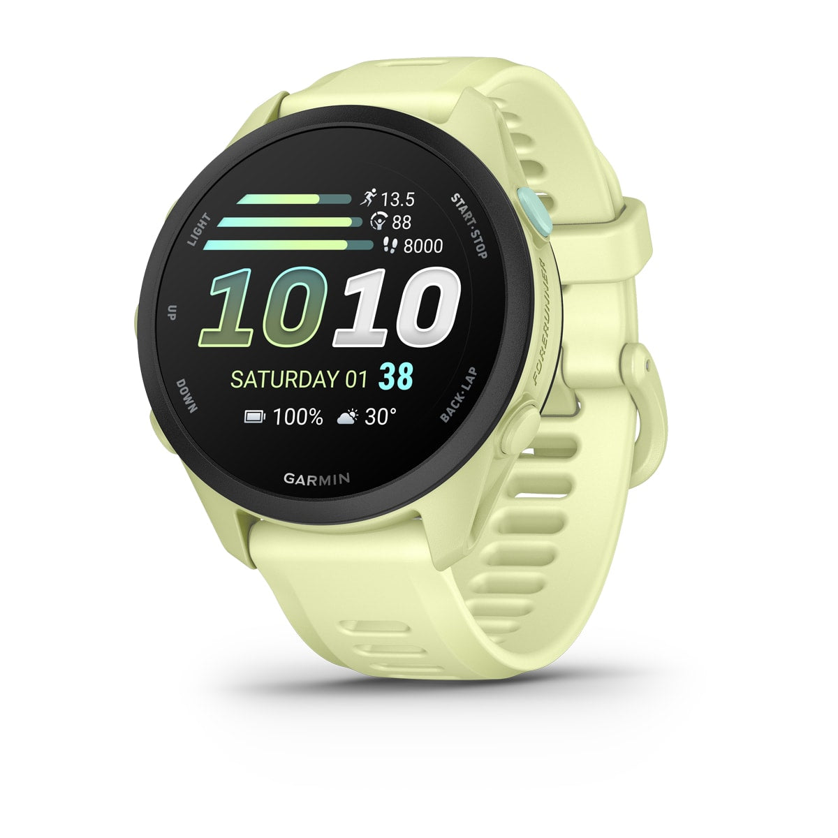 Garmin Forerunner 70 GPS Running Smartwatch - front view , screen on