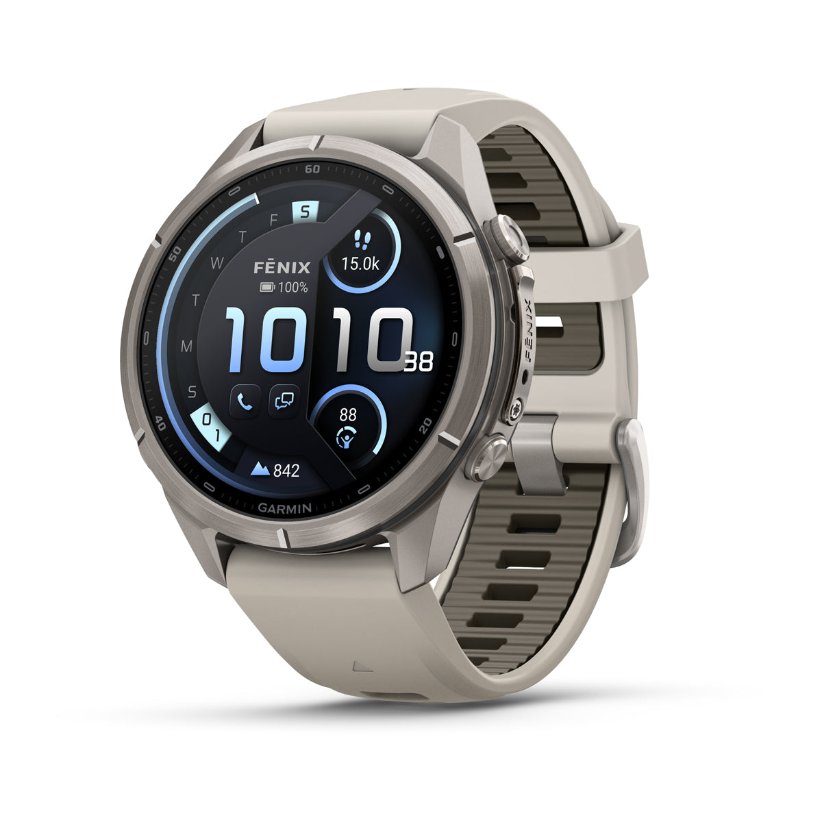 Garmin fenix 9 Pro inReach 43mm AMOLED Sapphire GPS Smartwatch - front view