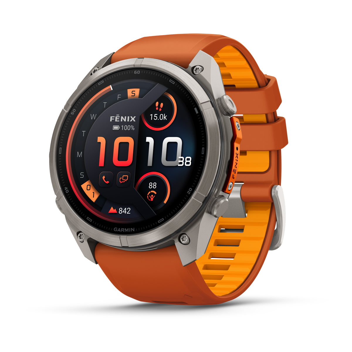 Garmin fenix 9 Pro inReach 51mm AMOLED Sapphire GPS Smartwatch - front view
