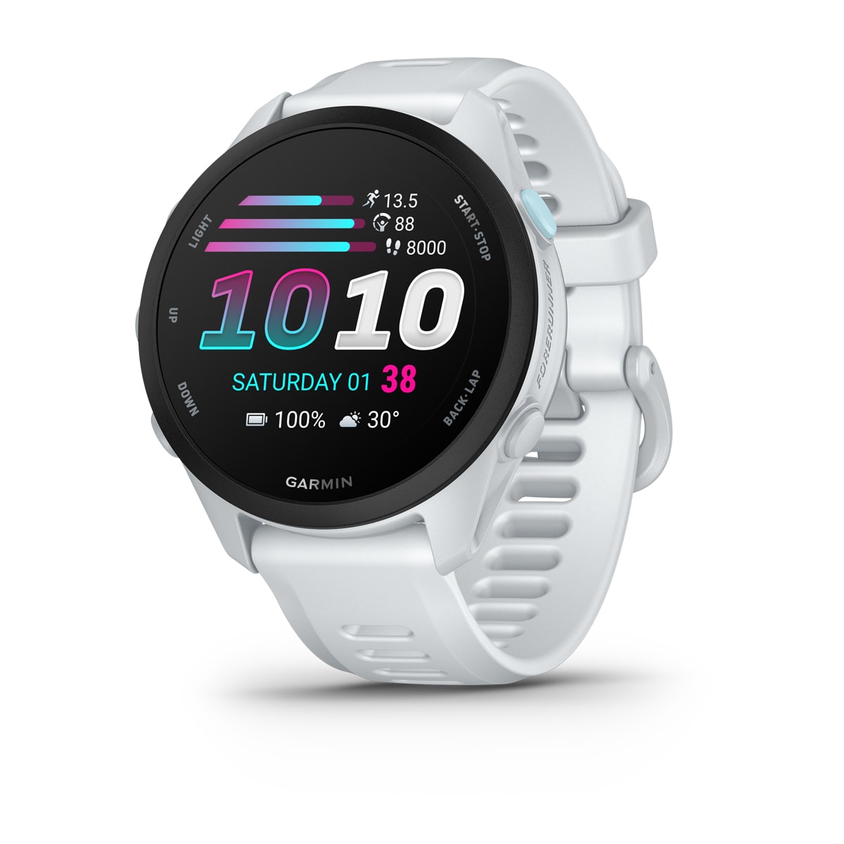 Garmin Forerunner 70 GPS Running Smartwatch - front view , screen on