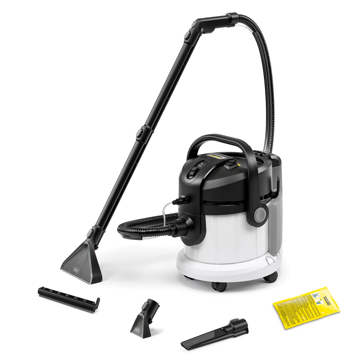 Kärcher SE4 Select Carpet Cleaner - White - with floor nozzle, upholstery nozzle, accessories and cleaning agent