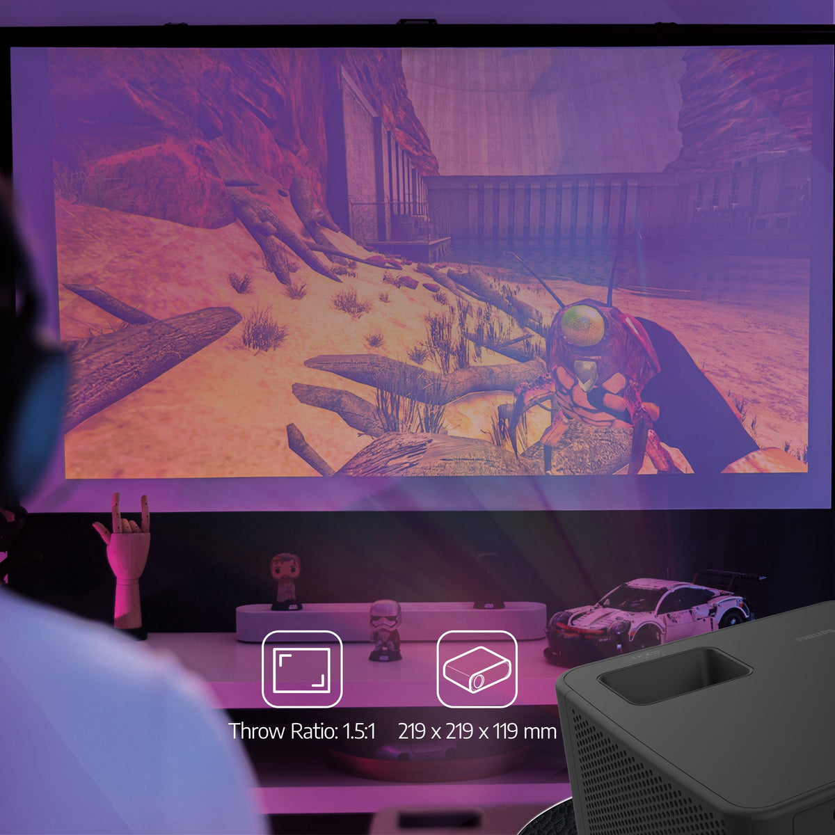 Philips GamePix 900 4K DLP Gaming Projector, 240Hz - Black - 1.5:1 throw ratio