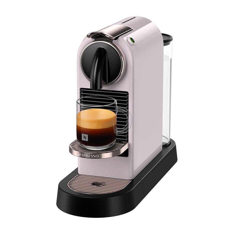 De'Longhi Nespresso Citiz Espresso Machine - Rose Pink - brewing an espresso