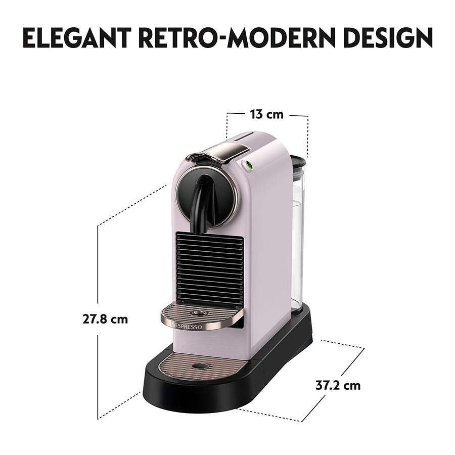 De'Longhi Nespresso Citiz Espresso Machine - Rose Pink - dimensions