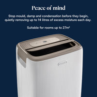 De'Longhi Tasciugo AriaDry Evo 14L Dehumidifier - White - removes up to 14 litres of moisture a day