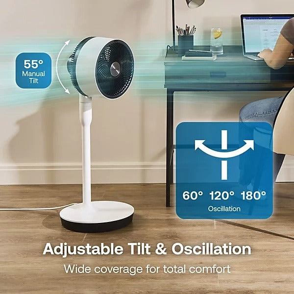 Dimplex Duo Cool Smart 2-in-1 Fan - White - adjustable 55 degree tilt and 60, 120 or 180 degree oscillation
