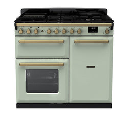 Rangemaster Estel Deluxe 100cm Dual Fuel Range Cooker - Mint with Brass Trim | ESDL100DFPMNT/AB1