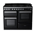 Rangemaster Estel Deluxe 110 Dual Fuel range cooker in Gloss Black with Chrome trim