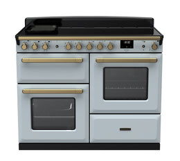 Rangemaster Estel Deluxe 110cm Induction Range Cooker - Misty Blue with Brass Trim | ESDLO110EIPMSB/AB1