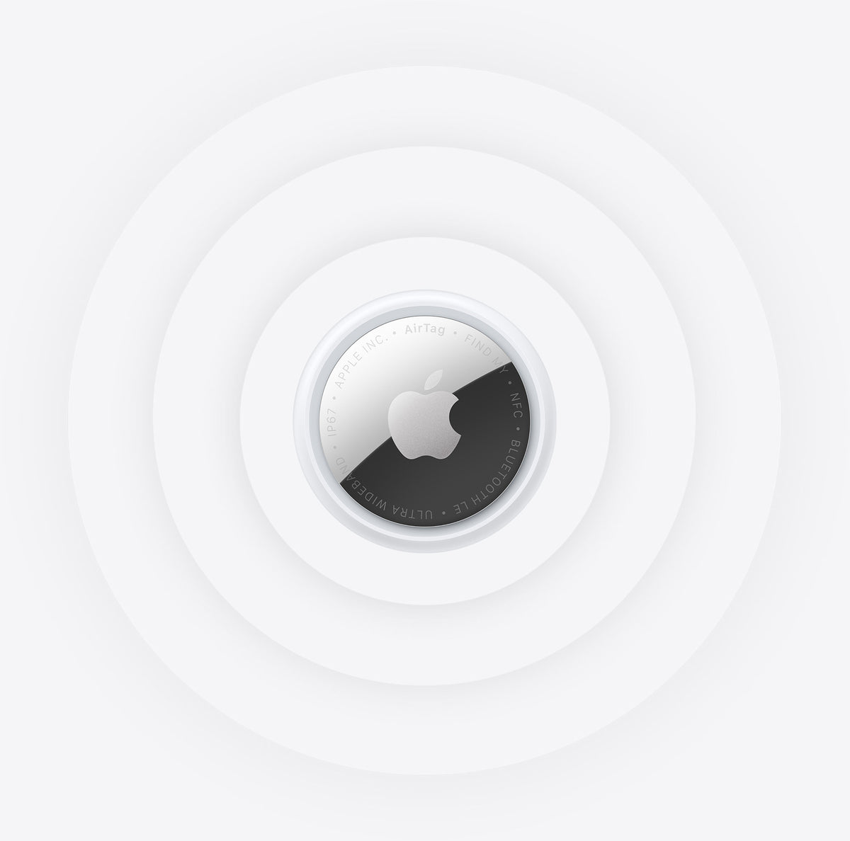 Apple AirTag (2nd Generation) 4 Pack - front face with concentric rings