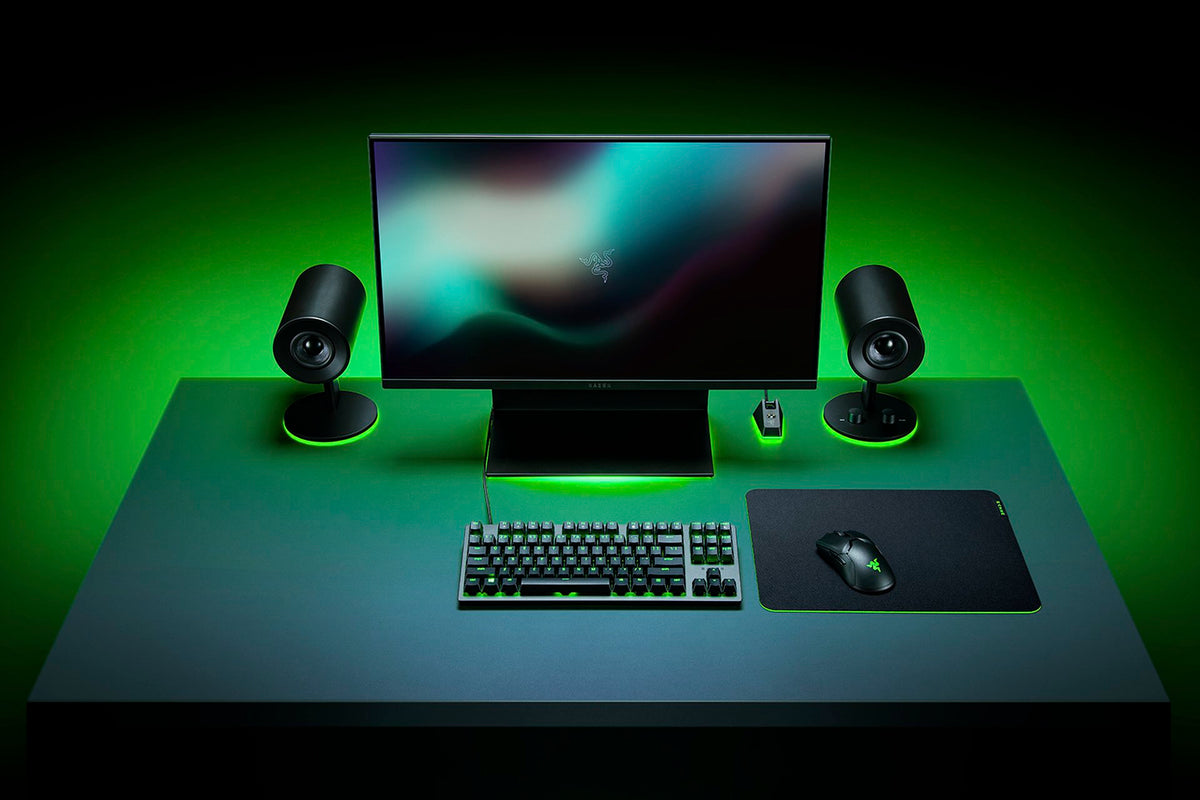 Razer Gigantus V2 Medium Gaming Mouse Mat - Black - on a gaming desk
