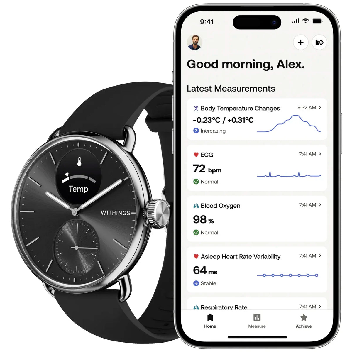 Withings ScanWatch 2 - Health Monitor with ECG & SpO2 - 38mm Black