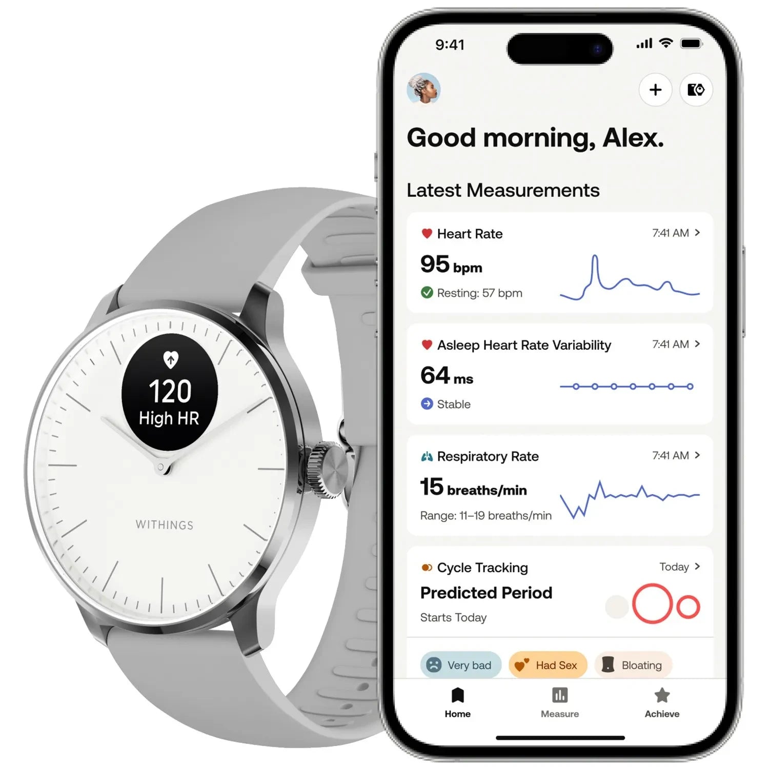 Withings ScanWatch Light - Health Tracking Watch with Heart Rate & SpO2 - White | 78-HWA11-model 3-All-Int