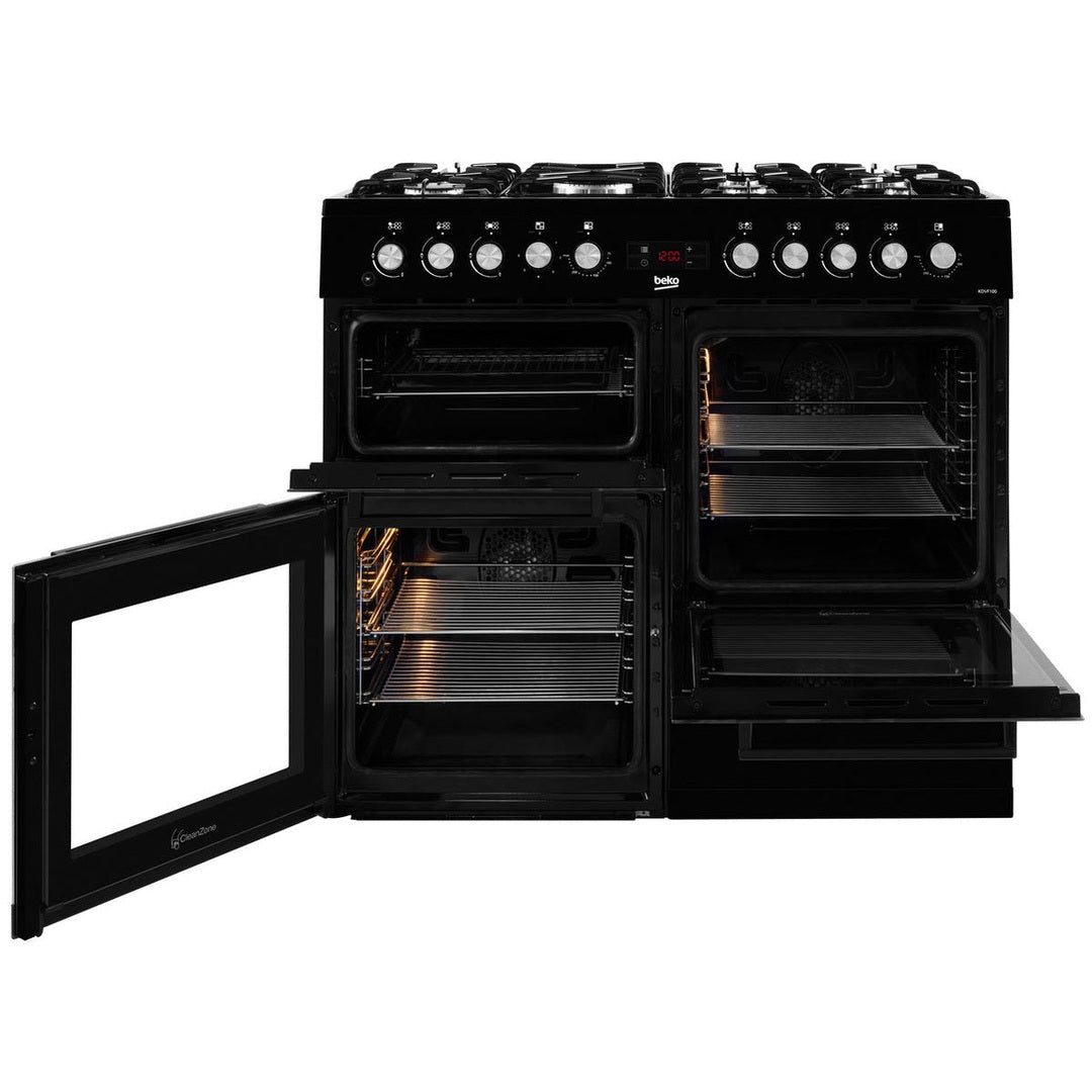 Beko Freestanding 100cm Double Oven Gas Range Cooker | KDVF100K Beko Range Cooker Euronics Ireland