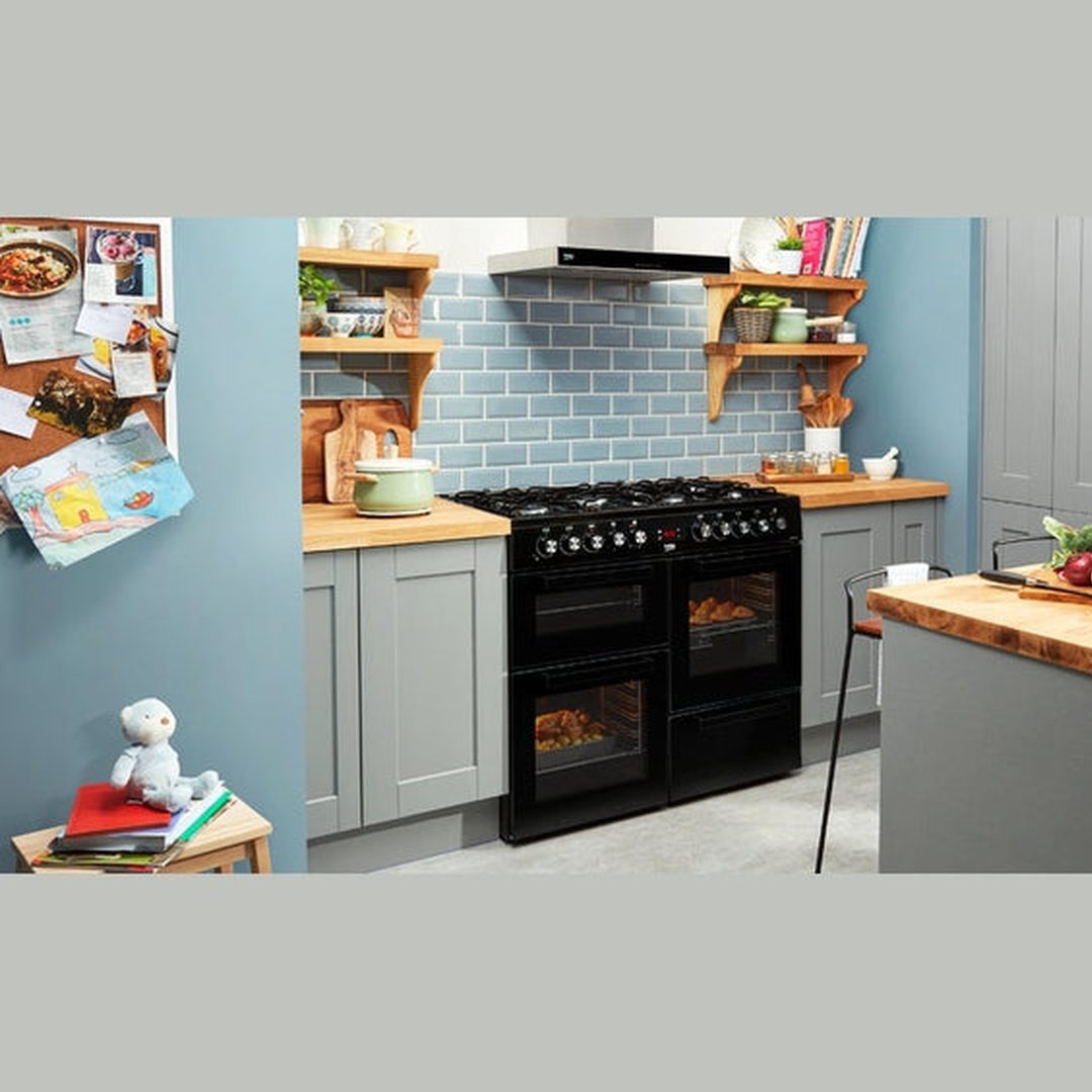 Beko Freestanding 100cm Double Oven Gas Range Cooker | KDVF100K Beko Range Cooker Euronics Ireland