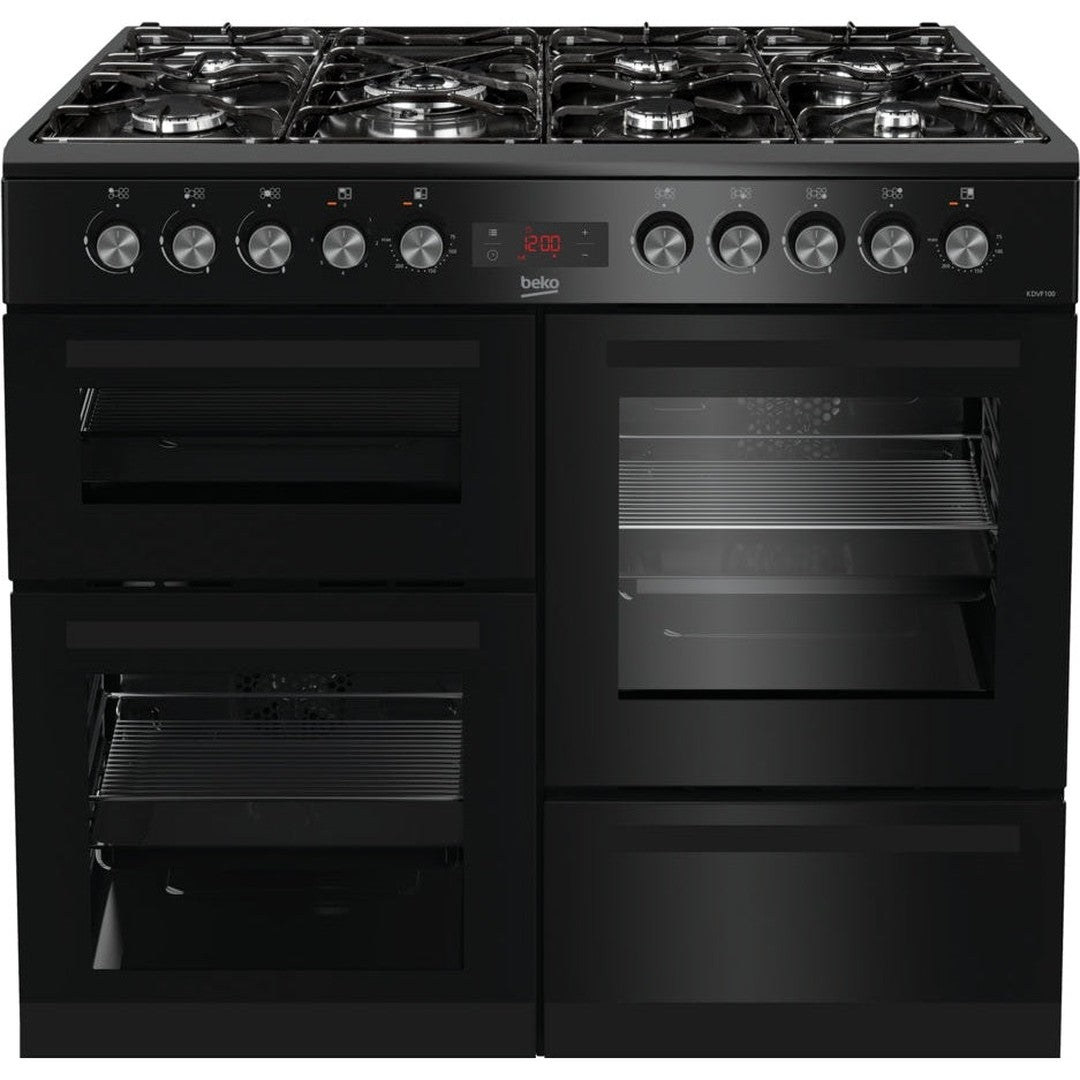 Beko Freestanding 100cm Double Oven Gas Range Cooker | KDVF100K Beko Range Cooker Euronics Ireland