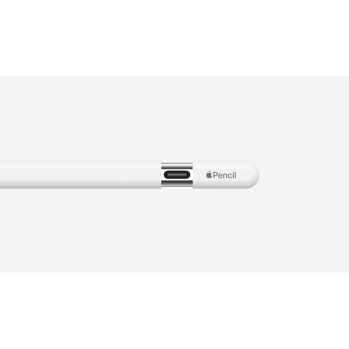 Apple Pencil (USB-C) - cap slid back to show the USB-C connector, side view