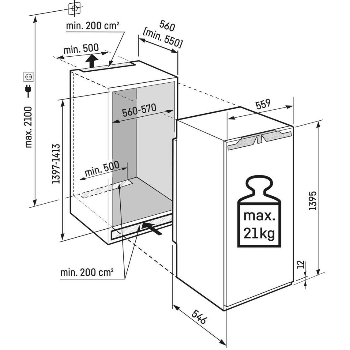 Liebherr IRd 4520 Pure 172 L Built‑Under Fridge | Integrated – view 3
