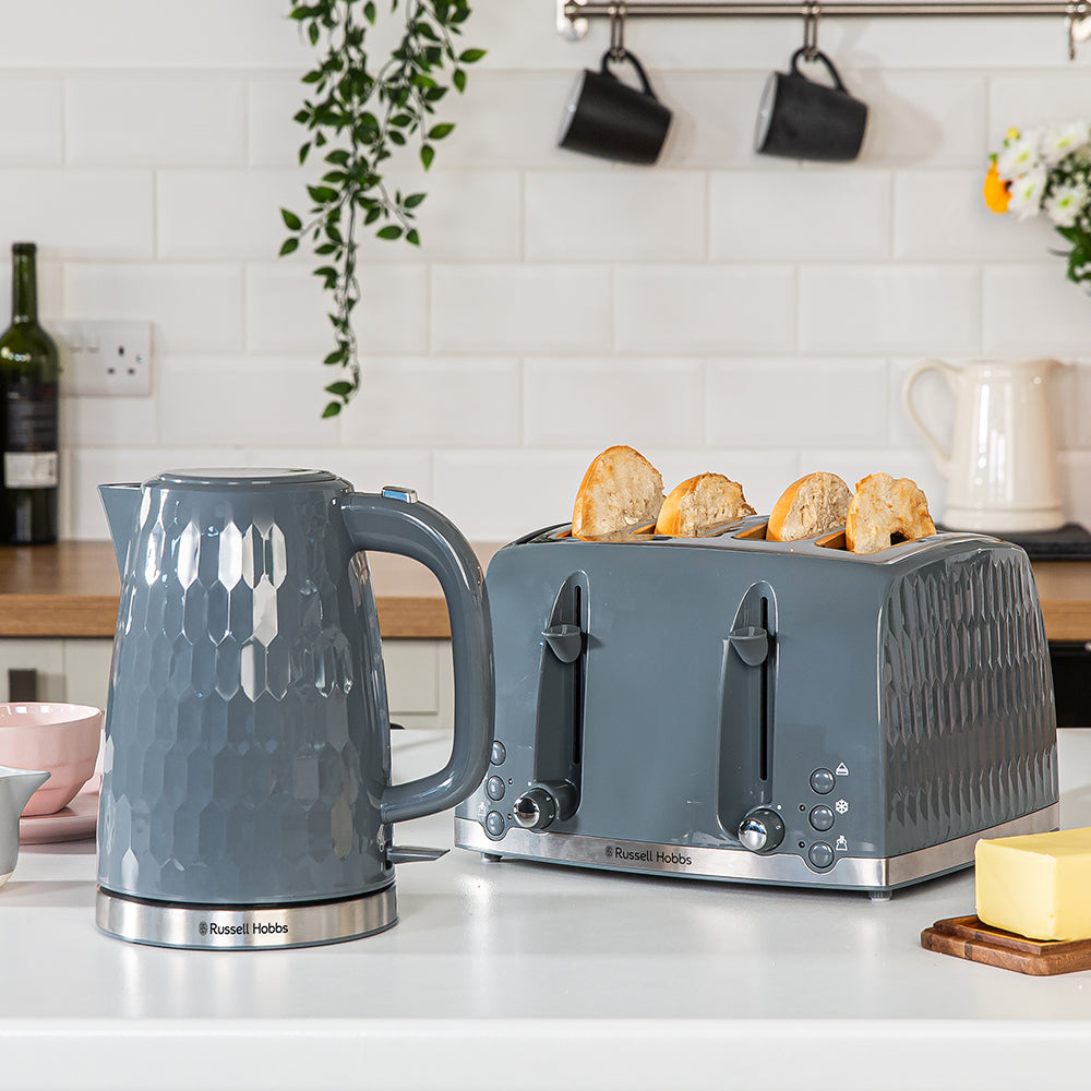 Russell Hobbs Honeycomb 1.7L Kettle 3000W - Grey - with the matching toaster