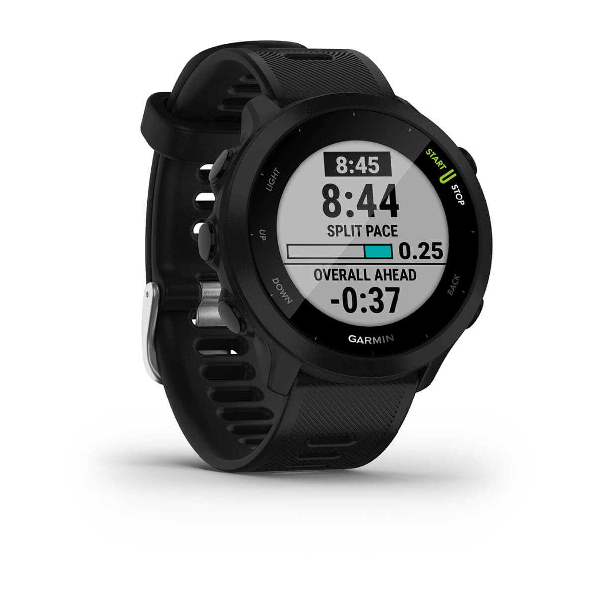 Garmin Forerunner 55 GPS Running Smartwatch - angled left-front view