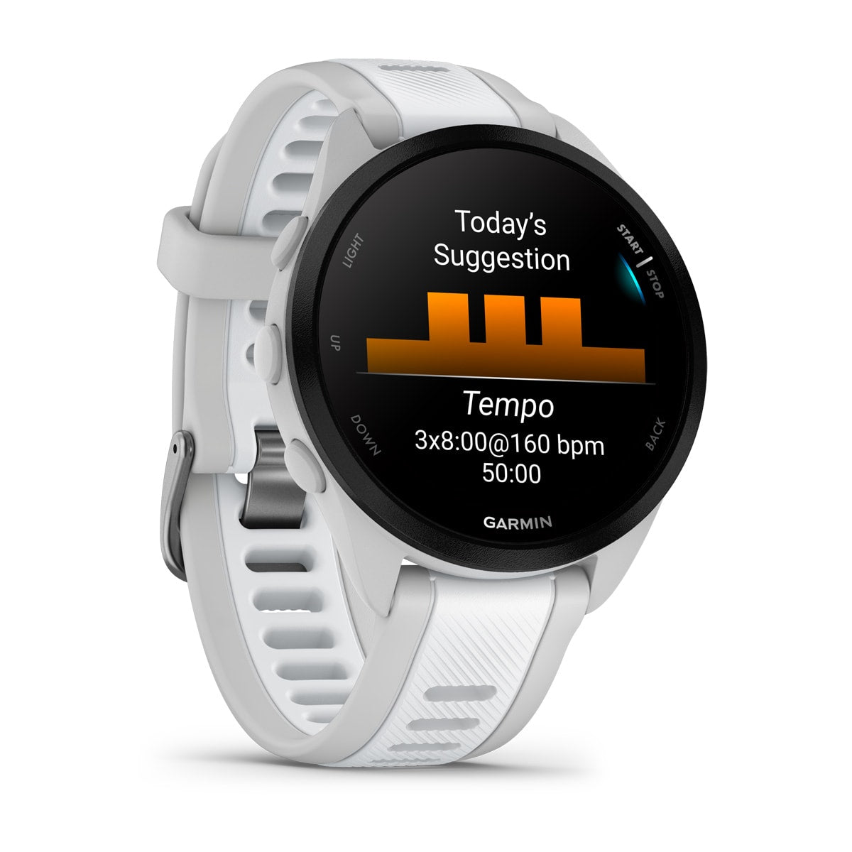 Garmin Forerunner 165 GPS Running Smartwatch - angled left-front view