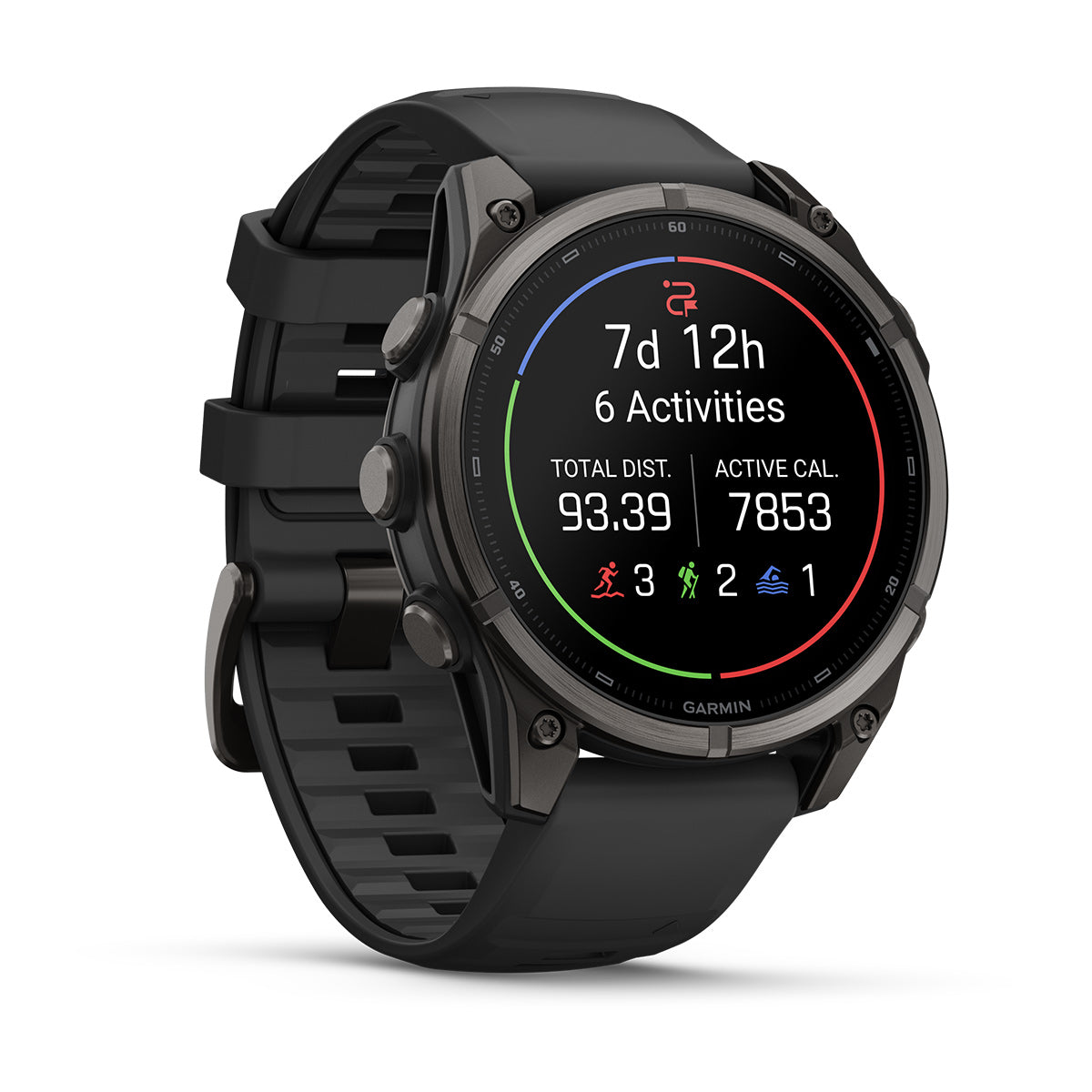 Garmin fenix 9 47mm AMOLED Sapphire GPS Smartwatch - front-left angled view