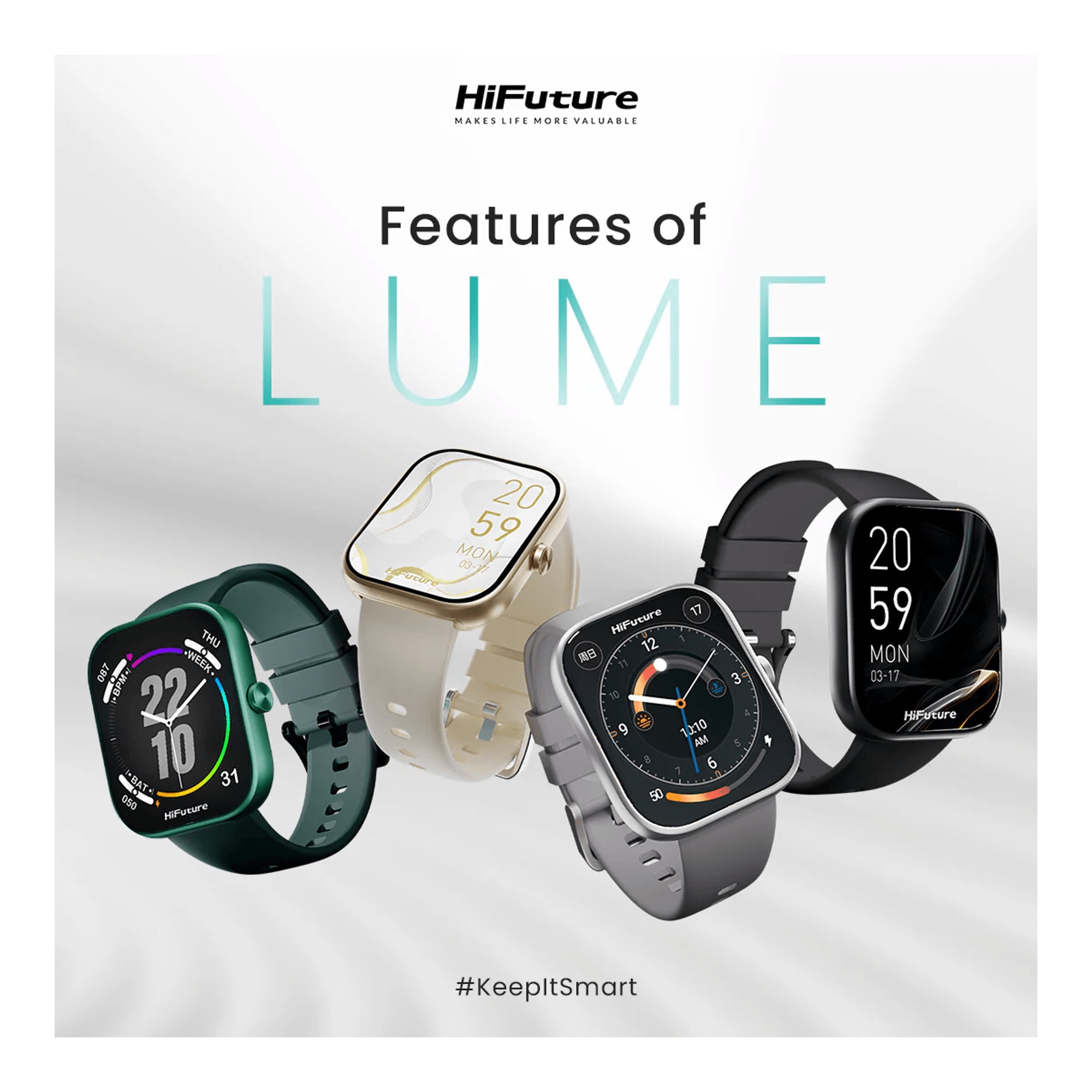 HiFuture Lume Smart Watch 1.85" Display | Black