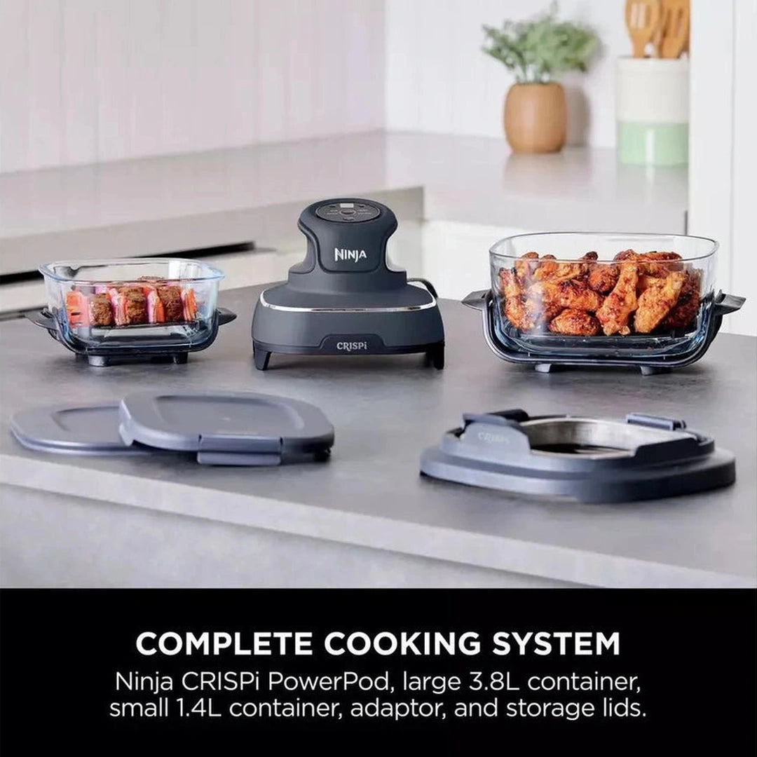 Ninja Crispi™ 4-in-1 Portable Glass Air Fryer Cooking System - Blue | FN101UKGY Ninja Grill Euronics Ireland