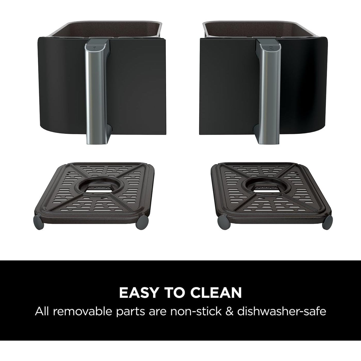 Ninja Foodi Dual Zone AF300UK air fryer, removable drawers and crisper plates