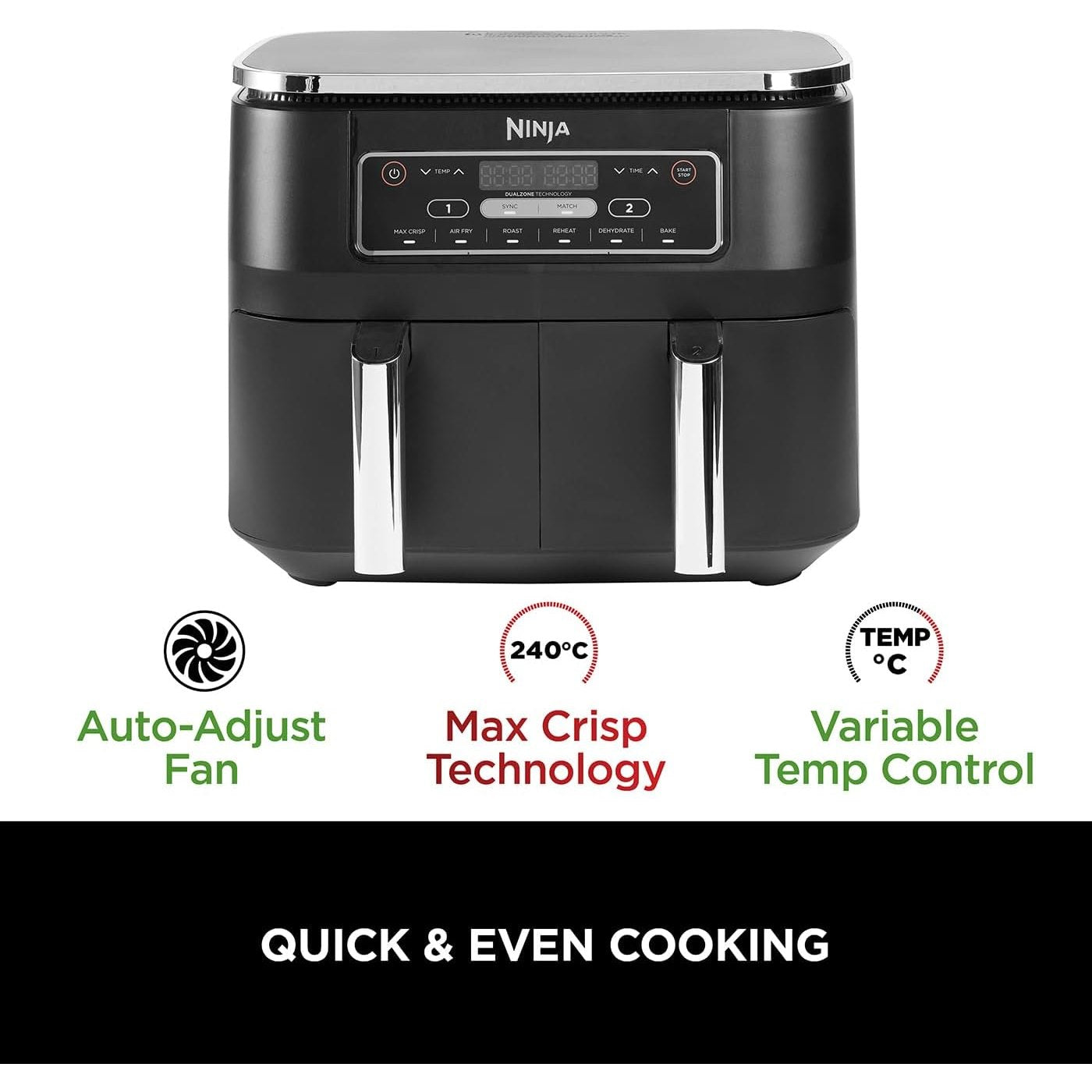 Ninja Foodi Dual Zone Air Fryer 7.6 L | AF300UK Ninja Air Fryer Euronics Ireland