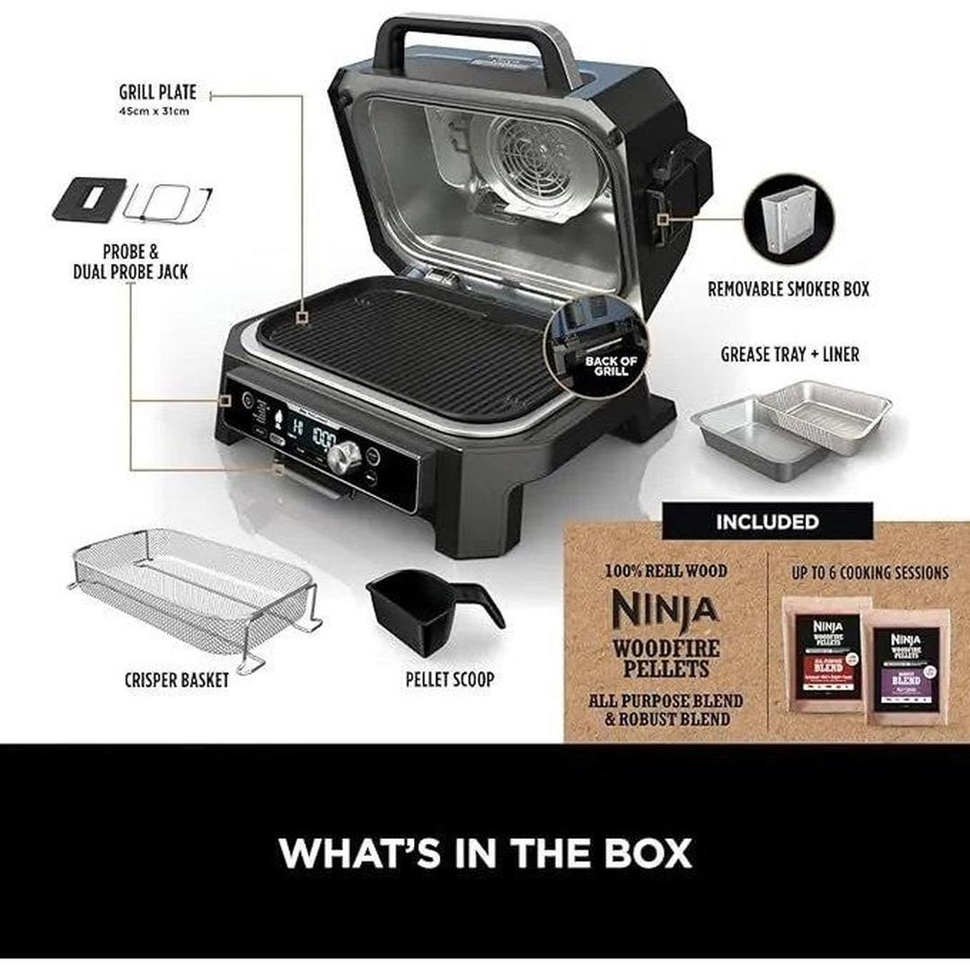 Ninja Woodfire Pro Connect XL Electric BBQ Grill & Smoker | OG901UK Ninja Grill Euronics Ireland