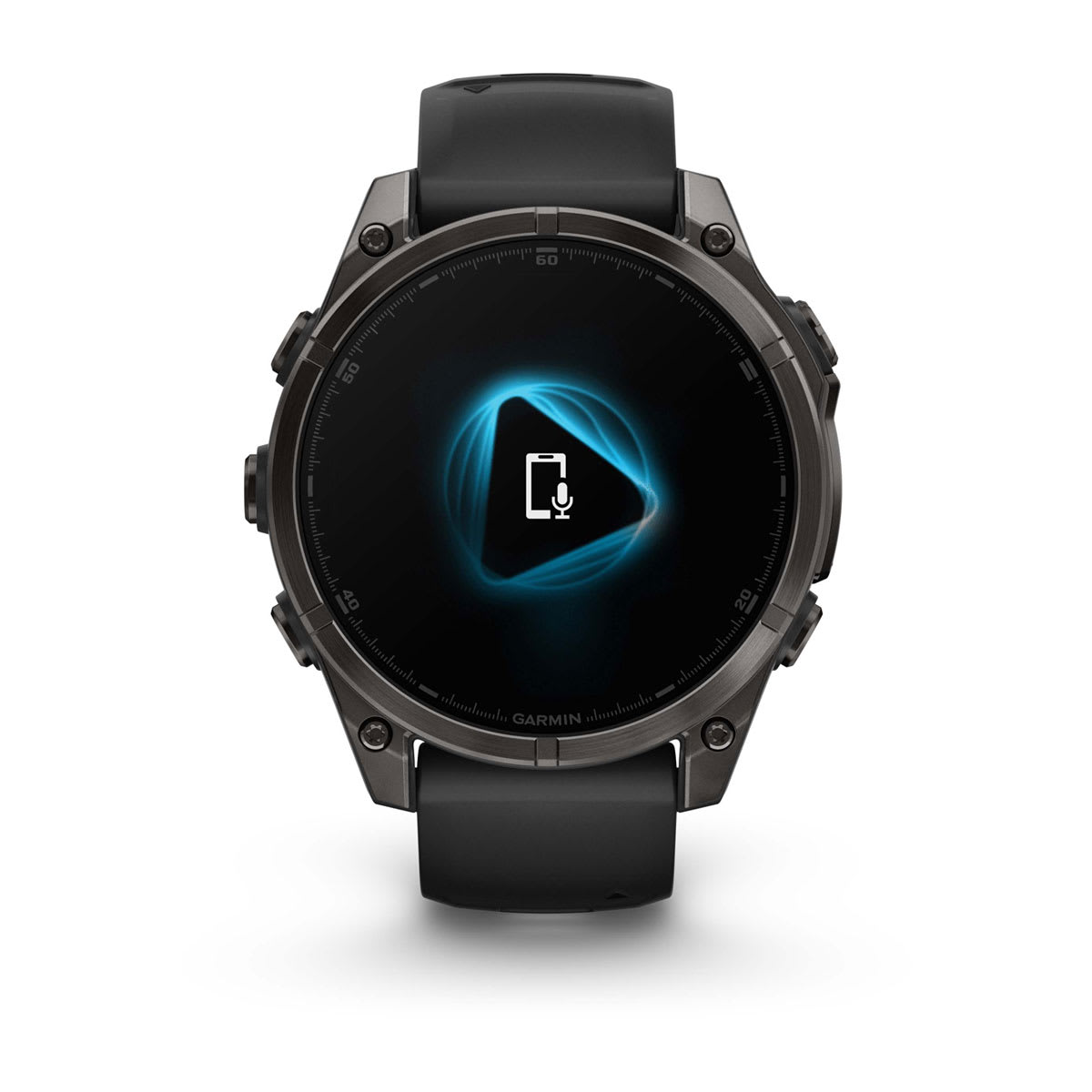 Garmin fenix 8 47mm AMOLED Sapphire GPS Smartwatch - front view, display screen feature