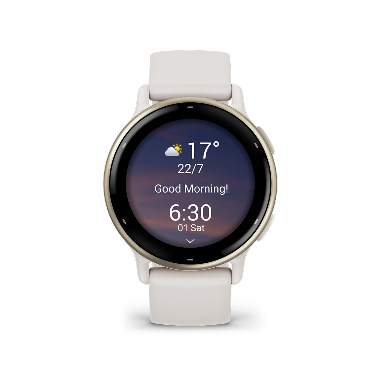 Garmin vivoactive 5 GPS Fitness Smartwatch - front view, display screen feature